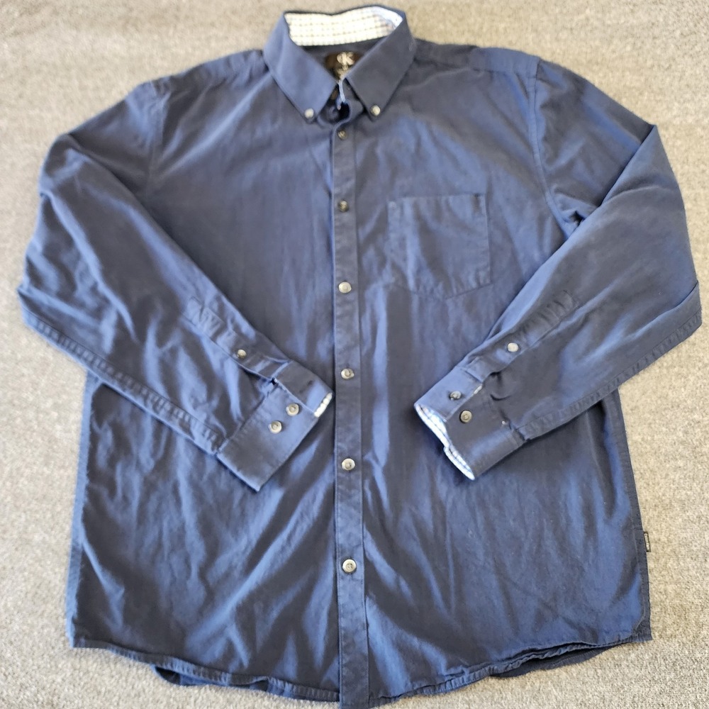 Calvin Klein CK Mens Medium Blue Button Front Dress Shirt Long Sleeve Cotton - Picture 2 of 7